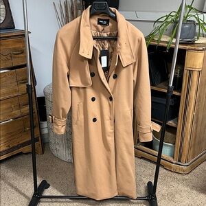 Women's Camel Double-Breasted Trench Coat